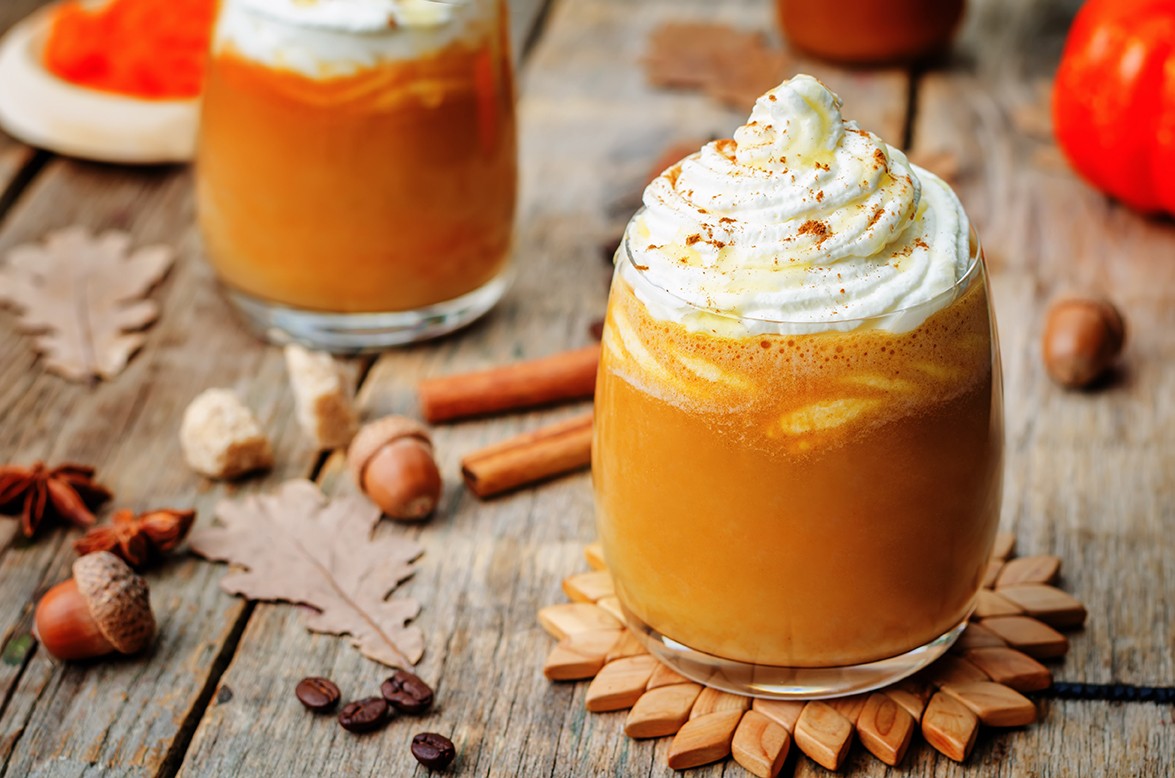 pumpkin spice latte with whipped cream.