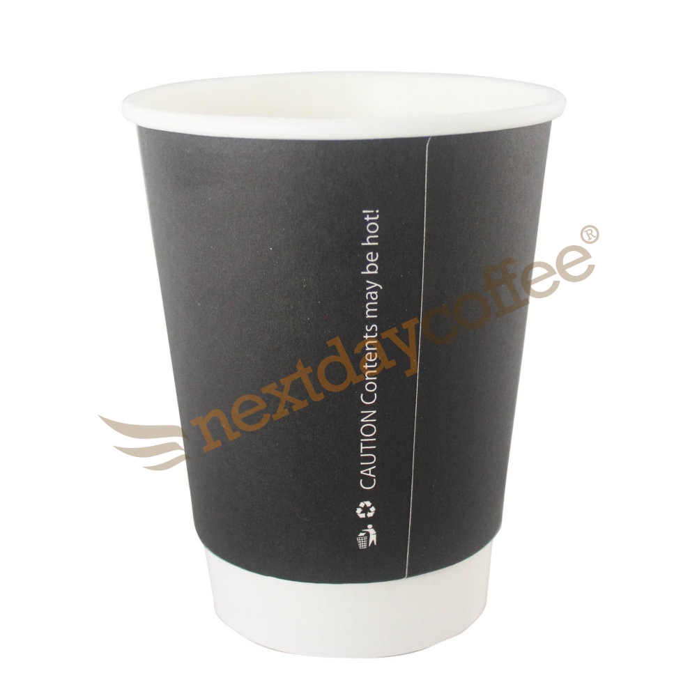 12oz black double wall coffee cups for takeaway drinks