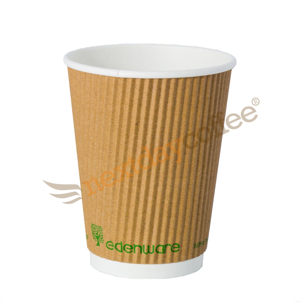 12oz Edenware compostable ripple takeaway coffee cups
