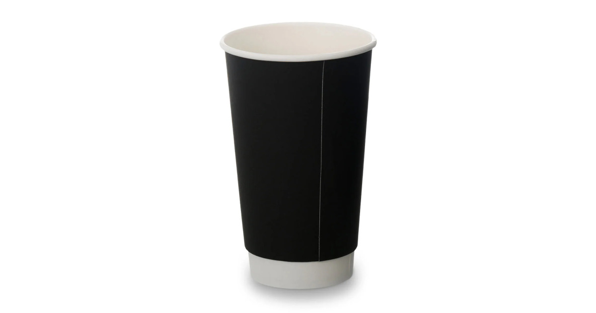 16oz Black Double Wall Coffee Cups for Takeaway Hot Drinks