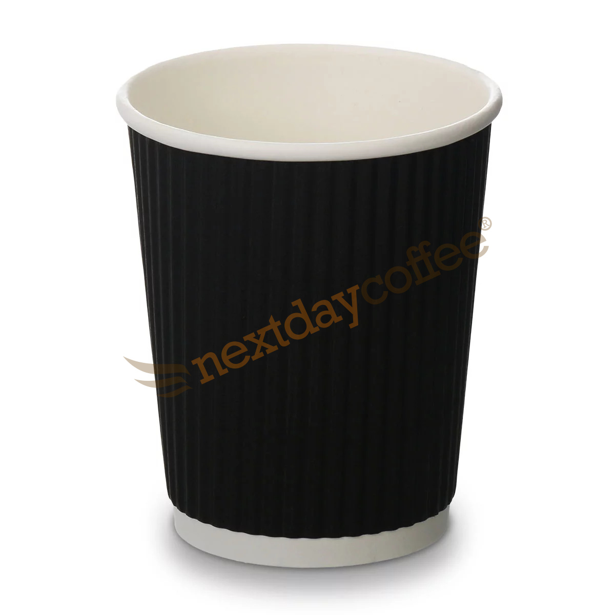 Restaurantware RWA0302B One Lid Three Sizes 8 Ounces Black Disposable Ripple Wall Coffee And Tea Cup 500 Count Box Paper 