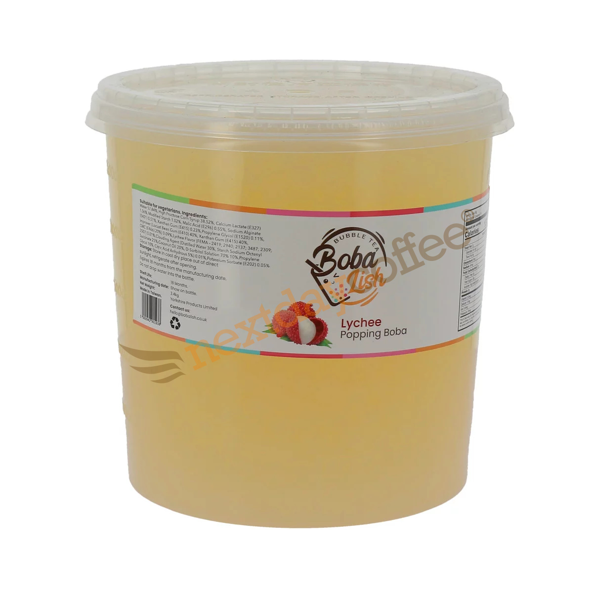 Boba Lish Lychee Popping Boba Pearls for Bubble Tea 3.4kg