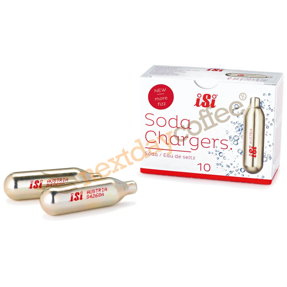 10 Capsules Recharge Soda ISi - Pour SodaMaker, 8,4 G CO2 Par Capsule, Acier Recyclé