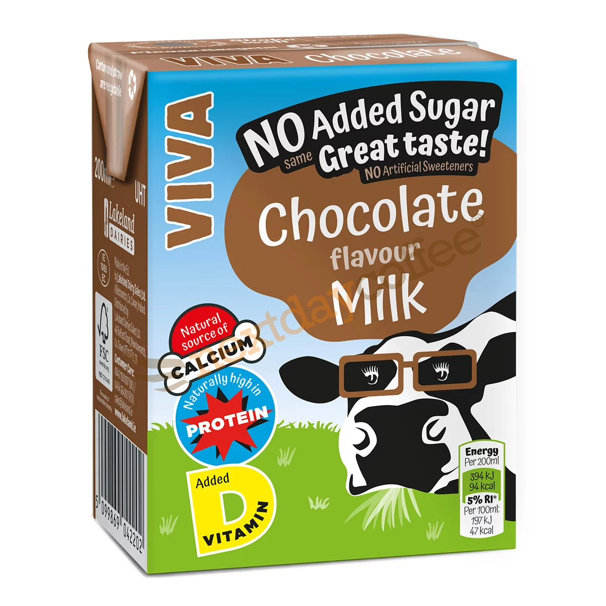 VIVA Chocolate Flavoured Milk (27 x 200ml) No Added Sugar