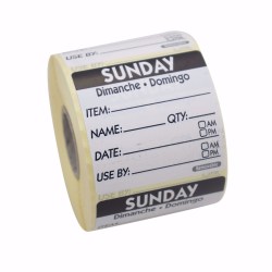 50mm Square Day of the Week Labels - Sunday