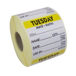 50mm Square Day of the Week Labels - Tuesday