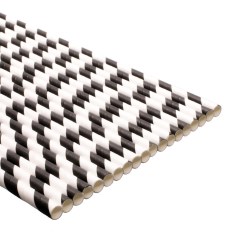 Biodegradable Paper Straws - Black Striped (250)