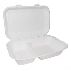Bagasse Clamshell Large with 2 Compartments (250)