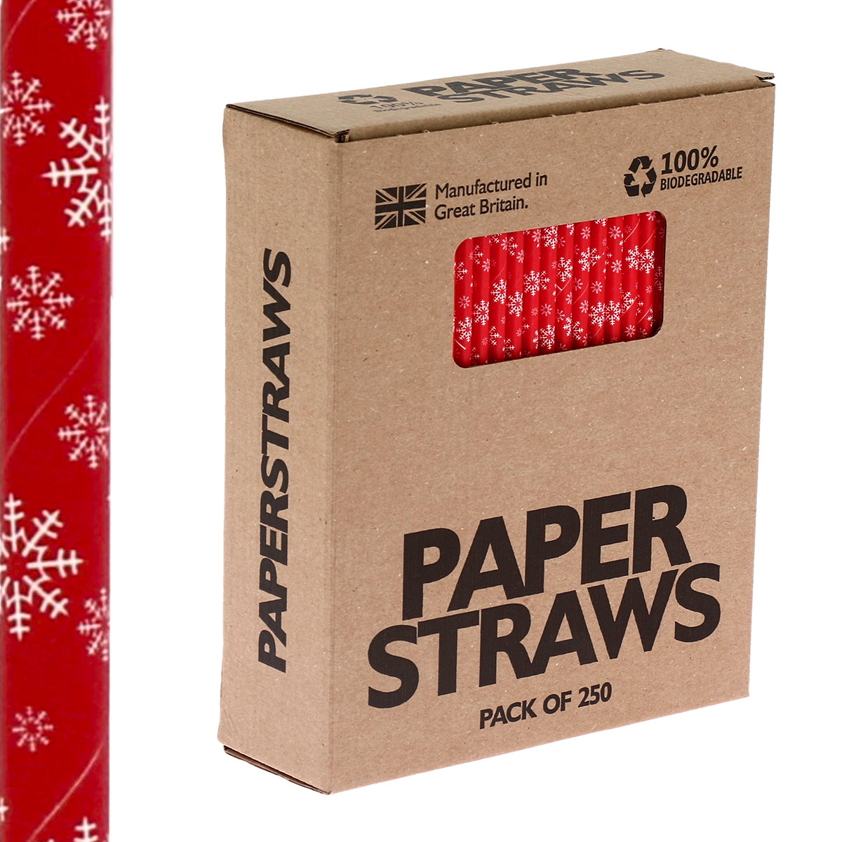 Biodegradable Paper Straws - Red Striped (250)