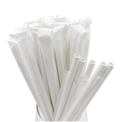 Wrapped Drinking Straws - White (250)