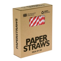 Paper Drinking Straws - Red Stripe