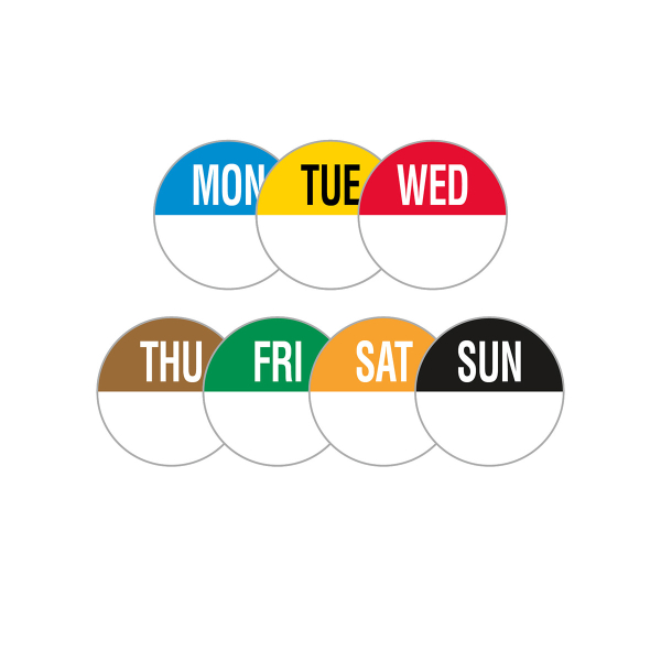 19mm Circular Day of the Week Labels (1000)