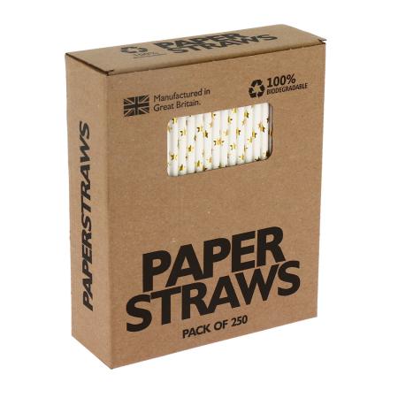 Paper Drinking Straws Gold Star (250)