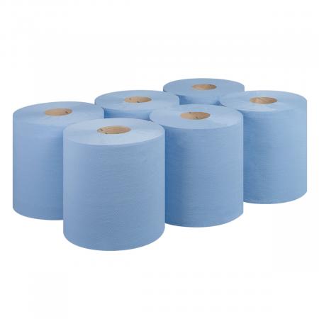 Blue Centrefeed Rolls 2ply (6 pack) - Embossed