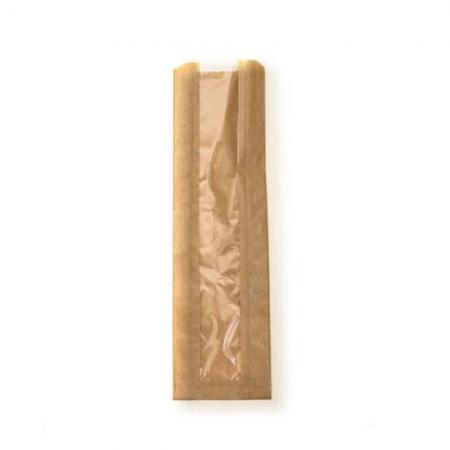 Compostable Kraft Baguette Bags With Perforated Window (1000)