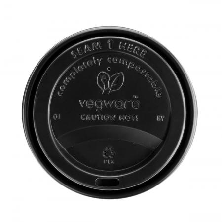 10/12/16oz Vegware Black Compostable Sip Lids (1000)