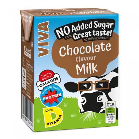 VIVA Chocolate Flavoured Milk (12 x 200ml) No Added Sugar