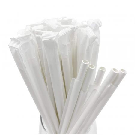 White Wrapped Paper Straws