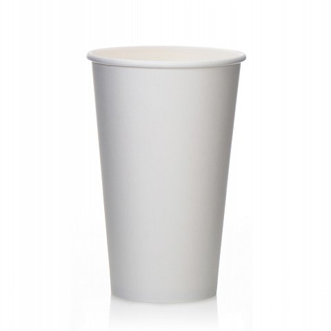 1000 x 16oz White Paper Cups Single Wall Disposable Black Lids